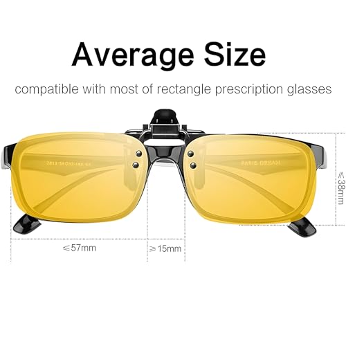 Image of Polarized Clip-On Sunglass Attachment for Prescription Glasses | UV Protection | Flip-Up Design | Includes Lens Cleaner, Microfiber Cloth & Storage Case | Men & Women
