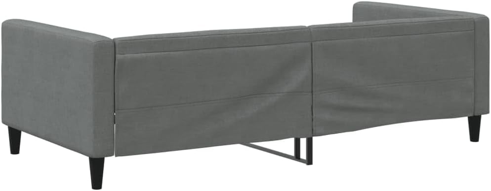 Modern Twin Day Bed with Dark Grey Fabric Sofa and Bed Convertible Design for Living Room Bedroom Durable Metal Wood Frame Easy Clean Polyester