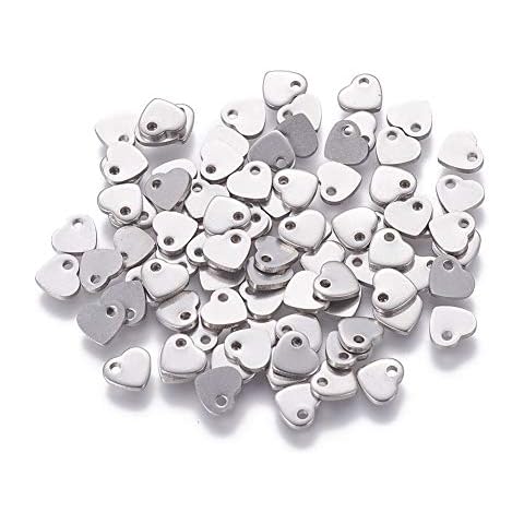 UNICRAFTALE 200pcs Colgantes de Acero Inoxidable Encantos En Forma de Corazón Cover