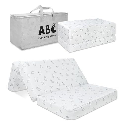 Image of voomf Trifold Pack and Play Mattress, 38"x26" High Density Foam Pack N Play Mattresses