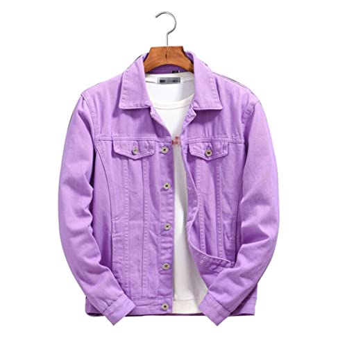 Men Denim Jackets Outwear Casual Cowboy Coats Spring Autumn Loose Jean Jacket Purple Orange3