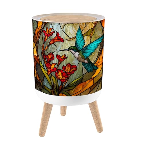 Caneca de basura pequeña redonda con tapa y patas 7L