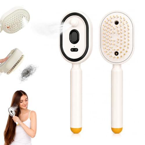 Electric Steam Brush for Hair 3 in 1 Anti-Static Detangling Comb & Air Cushion Massage Rechargeable Cordless Steam Hair Straightener with Spray Styling Tool for Frizz & Tangles Control