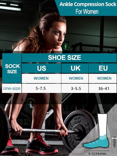 Image of Women's Ankle Socks 6 Pack,White non slip workout running socks with moisture wicking and arch support