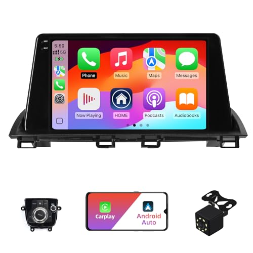 2+32G Android 13 Double Din Car Stereo for Mazda 3 Axela 2014-2019 with 9 Inch Touchscreen Radio Built-in Wireless Carplay/Android Auto/GPS/Bluetooth/FM/AUX/SWC/Backup Camera -  AUMUME