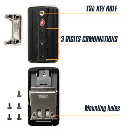Image of 2-Pack TSA Approved Luggage Locks, 3-Digit Combination Replacement Lock for Zipperless Aluminum Suitcase, External Mount Travel Lock for Hard Shell Luggage (Black) JS-6050