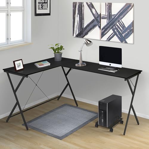 AGANS Maximize Space with Black L-Shaped Computer Desk, Dual Surface ...
