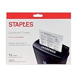 Staples? Shredder Lubricant Sheets 12/pk, Shredder Sheets
