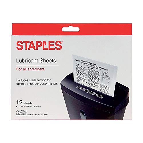 Staples? Shredder Lubricant Sheets 12/pk, Shredder Sheets