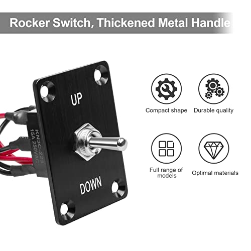 Guetneu Button Switch Rocker Switch Toggle Switch Self Reset Six Pin Three Position Up/Down Prewired Power Transfer Switch With Mounting Plate,Waterproof Cap. #TOP1