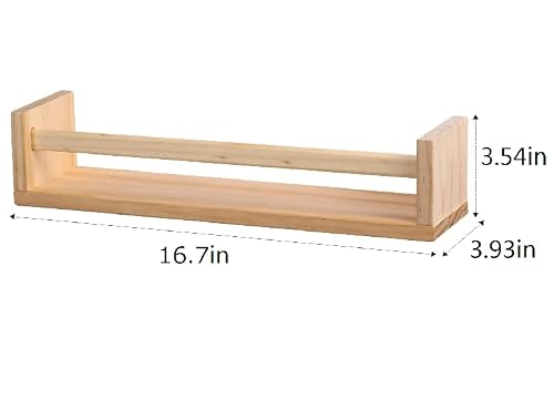 16.7Inch Floating Wall Bookshelf For Kids Room, Nursery Book Shelves Set Of 2 (Natural Wood-2 Pack-B) #TOP1