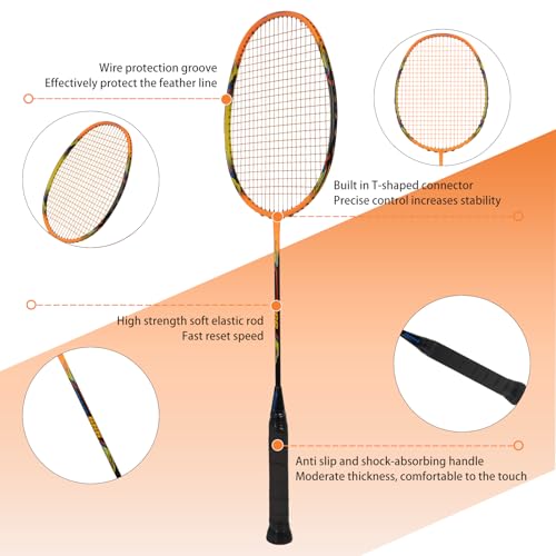 Image of Badminton Racket,Badminton Rackets,Both Offensive and Defensive,Lightweight 75g All Carbon Fiber One-Piece Molded Professional Durable Single Racket,Including 1 Ball Bag