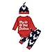 Produktbild Tensay Neugeborenes Baby Weihnachten Brief Schneeflocke Romper + Deer Pants + Hat Xmas Outfits Kleidung Sets My First Christmas