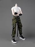 1/6 Ratio of Women's Clothing，Work Uniforms, Work Pants, Female Soldier Suits,1 White top+1 Military Green Pants