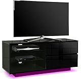 El Gallus tiene dos cajones contemporáneos para ocultar y acceder rápidamente a tus discos, mandos a distancia, juegos, gafas 3D y otros accesorios. También cuenta con 3 estantes centrales, con cristal pulido de 5 mm extraíble para albergar cualquier unidad alta.