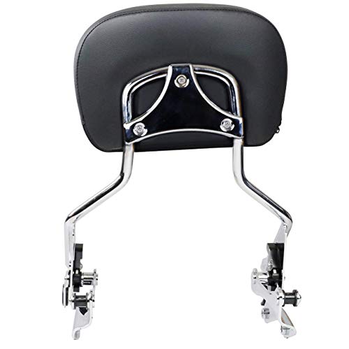 AUFER Detachable Backrest Sissy Bar Upright Passenger Backrest w/Pad with 4 Point Docking Hardware Kit Fit For Touring Road King Street Glide FLHR FLHX FLHT FLTR 2014-2020 (Chrome)