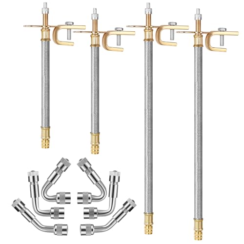 Image of SynHHergyx 10 Pcs Valve Stem Extension, 7 inch /12 inch Stainless Steel Braided Tire Valve Extender Flexible 45 /90 / 135 Degree Brass Valve Stem Kit for Car Truck Motorhome RV Trailer Vehicle