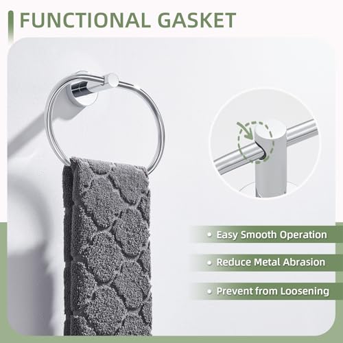 Image of Angle Simple Towel Ring, Stainless Steel Swivel Hand Towel Holder Rack Hanger for Bathroom Kitchen Wall, Chrome