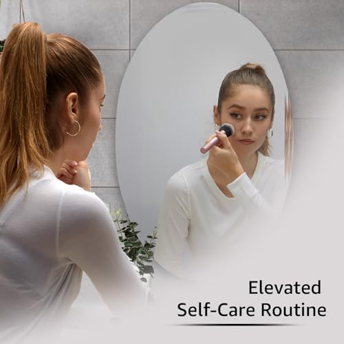 Image of Amazon Basics Frameless Oval Glass Wall Mount Mirror with Beveled Smooth Edges - Decorative Bathroom, Bedroom, Living Room, Dressing Room & Entryway Mirror - 29 x 0.4 x 44 cm