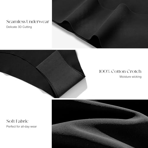 Image of DEANGELMON Women Seamless Bikini Cheeky Underwear Invisible No Show Panties V-Waist Hipster Ladies Soft Stretch Multi Pack