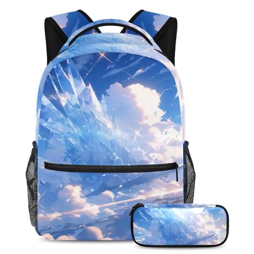 Sac à dos grande capacité motif avion bleu pour éviter les cahiers cornés