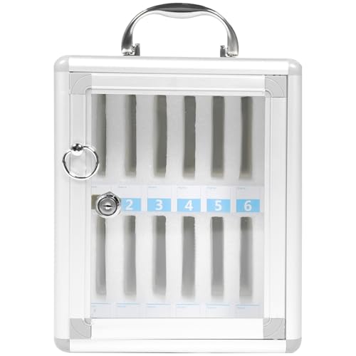 Armario de almacenamiento con cerradura para teléfono celular con 12 compartimentos, caja para aula, oficina, reuniones y escuelas, ideal para una gestión segura de dispositivos