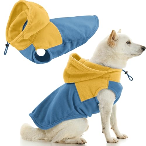Gooby Fleece Vest Hoodie Two Tone - Blue, Large - Soft Fleece Ves...