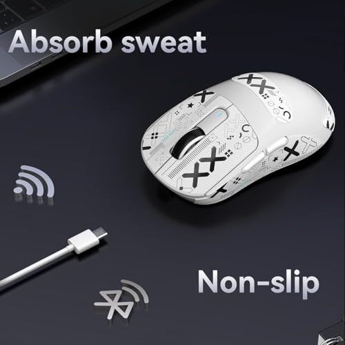 Image of Mouse Anti Slip Grip Tape, Pre-Cut Universal Griptape for Superlight Wireless Gaming Mouse Skins, Sweat Resistant, Elastics Refined Side Grips, Easy to Apply, Ultra-thin 0.5mm (0.02in) - White