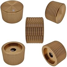 5 Pack Aluminum Rotary Electronic Control Potentiometer Knob,for 0.23 Diameter Shaft, 0.98 Dia, 0.61 H, Guitar Knob, Audio knob, Volume Control KnobGold