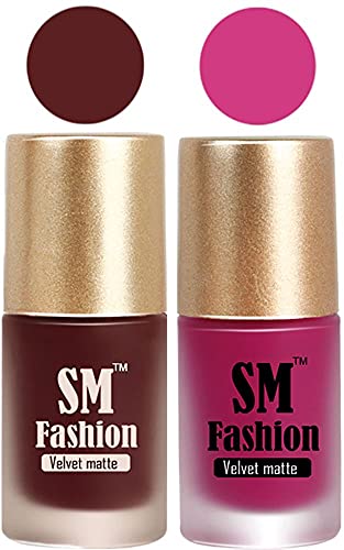 Image of Nail Polishes, Dark Tan-Magenta Velvet Matte Nail Paint Combo Set of 2 Pcs 7ml each