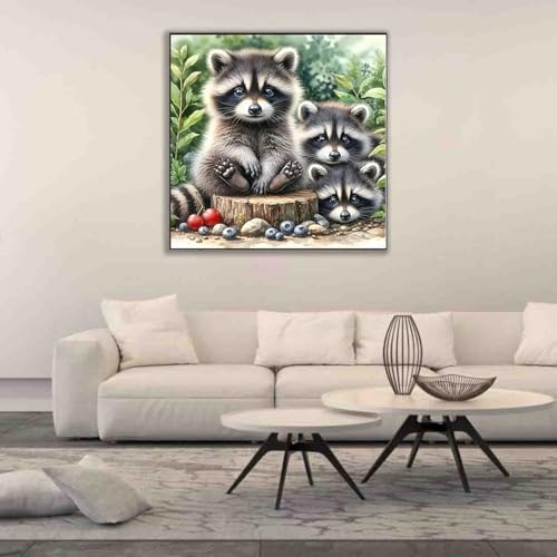 Image of Raccoon Cross Stitch Kits for Adults Beginner,Counted Cross Stitch Kits Printed Stitching Cute Patterns Dimensions Needlepoint Art Crafts Embroidery Kits for Adults Beginners (13.7x13.7 inch)