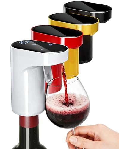 Image of 5 in 1 Wine Aerator Whiskey Dispenser,Liquor Decanter, Alcohol Pourer-White | Ideal Gift for Holidays & Birthdays | 1-Second Aeration | Easy Tap-to-Pour | 1-999ml Precision | USB-C Rechargeable |Smart