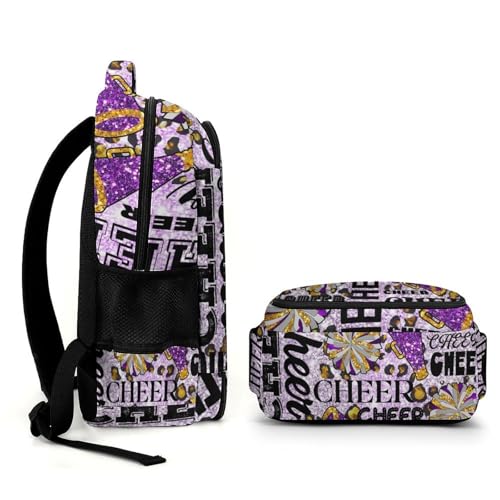 Cheer Cheerleader Backpack Cheerleading BookBag Custom with Padded Bag Name Cheer Team Spirit Gym Bag for Girls Teens, Water-Resistant School Backpack(Purple Yellow)4