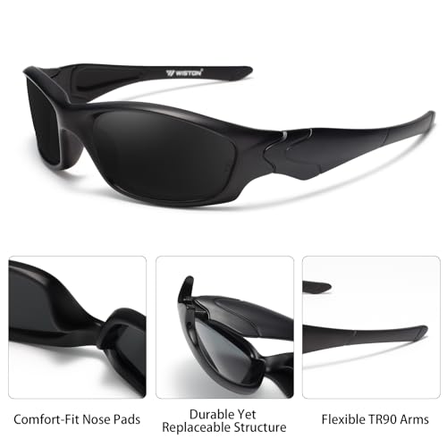 WISTON Z87 Sunglasses for Men Wrap Around Sport Safety Glasses UV400 Impact Resistant Eyewear for Driving Cycling W87024