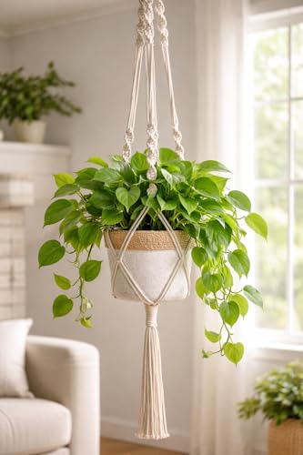 Macrame Plant Hanger Indoor & Outdoor Balcony Flower Pot Cotton R...