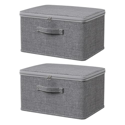 2 Cajas De Almacenamiento De Tela – Caja De Almacenamiento De Tela Con Asa, Caja Organizadora De Armario – Caja De...