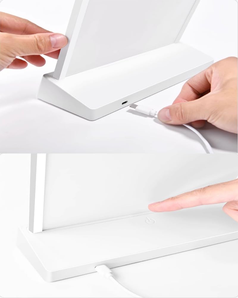 Soporte transparente para letreros LED con caja de luz LED, soporte de exhibición de menú de mesa con luces de color, tablero de menús LED A4 (versión de luz blanca en forma de T con marco