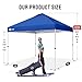 CROWN SHADES 10x10 Pop Up Canopy - Beach Tent with One Push Setup - Easy Outdoor Sun Shade for Events, Parties, Camping - Gazebo with STO-N-Go Cover Bag, Silver Coated Top, Blue