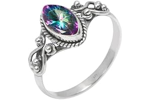 Mystic Topaz Stone Ring: A Gleaming Gemstone Promise Ring for Women in Size 5
