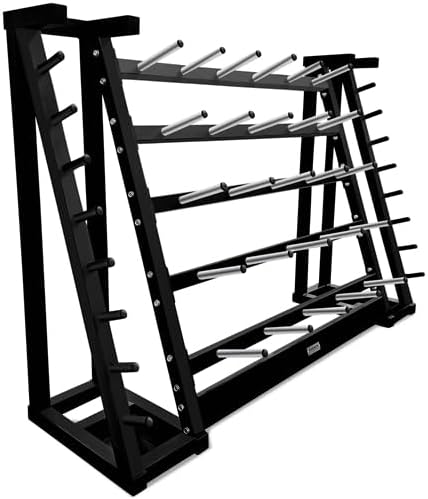 French Fitness Aerobic Bar & Plate Rack – Fits 20 Sets, Organizes Bars, Collars, & Weight Plates for Home & Commercial Gyms