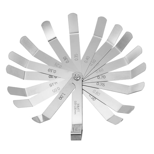 QUARKZMAN Jauge D'Épaisseur Métrique 0.05-1mm 16 Lames 100mm Jauge D'Épaisseur À Coude Ensemble Outil De Mesure D'Écart En Acier Inoxydable 3CR13 Pour Réparation Guitare Bougie D'Allumage