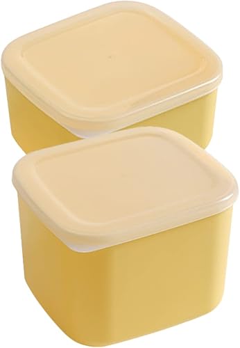 Contenedor de rebanada de queso 2 piezas mini rebanada cuadrada de tocino con tapa recipiente hermético de almacenamiento de alimentos frescos para