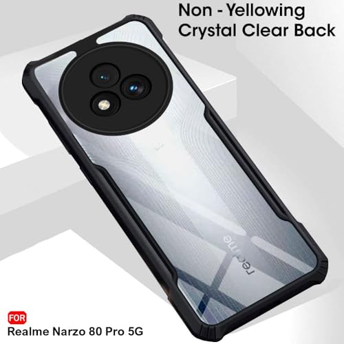 Image of TheGiftKart ShockProof Crystal Clear Back Cover Case for Realme Narzo 80 Pro 5G | 360 Degree Protection | Protective Design | Transparent Back Cover for Realme Narzo 80 Pro 5G (PC & TPU, Black Bumper)