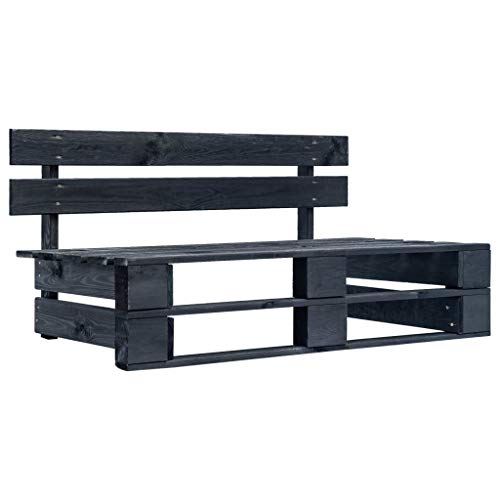 vidaXL Banc Palette de Jardin Noir Sofa Canapé Salon Patio Extérieur Bois