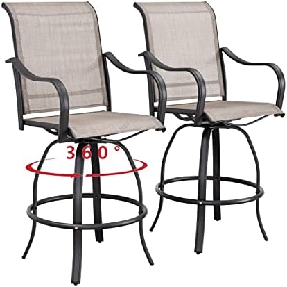 PatioFestival Patio Swivel Bar Stools Outdoor High Bistro Stools Height Chairs All Weather Garden Furniture Bar Dining Chair,Set of 2