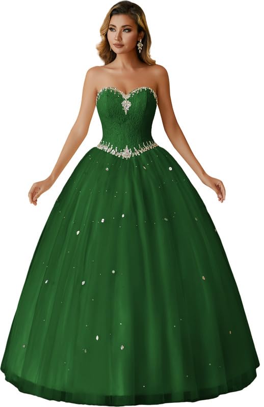 Image of Likedpage Women's Sweetheart Ball Gown Tulle Quinceanera Dresses Prom Dress