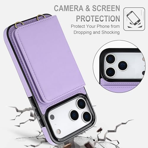 GOYIDA for iPhone 17 Pro Wallet Case with Card Holder, Violet - image 5