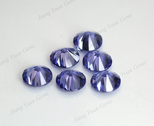 50PCS 6.5mm AAAAA Round Machine Cut Tanzanite Blue Loose CZ Stones Cubic Zirconia (6.5mm 50pcs)
