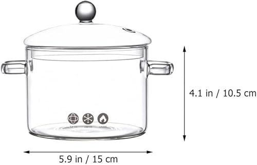 Miniatura 9 de ERINGOGO Cacerola con tapa olla de cocina de vidrio resistente al calor de 15 l50 onzas para estufa ollas transparentes para cocinar olla a fuego