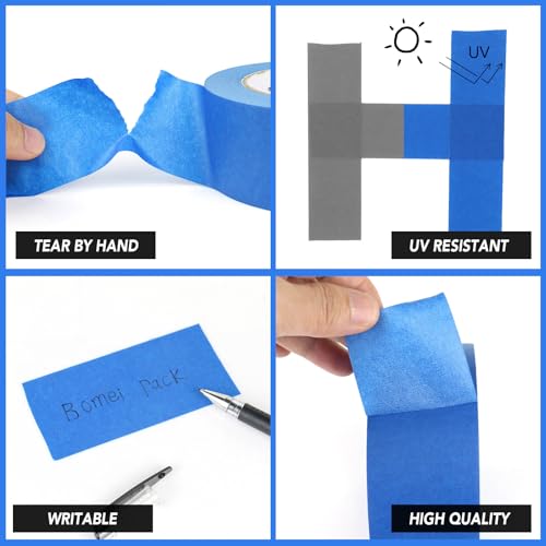 Image of BOMEI PACK Blue Painters Tape 1 Inch Bulk - Paint Tape 20 Rolls x 1 Inch x 55 Yards - Blue Masking Tape for Walls Painting, DIY Crafting, Edge Finishing and School Projects, Total 1100 Yards